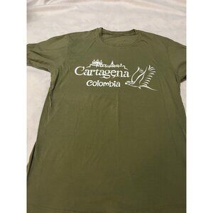 Cartagena Colombia Graphic T-Shirt Olive Green Short Sleeve Crewneck Size XL